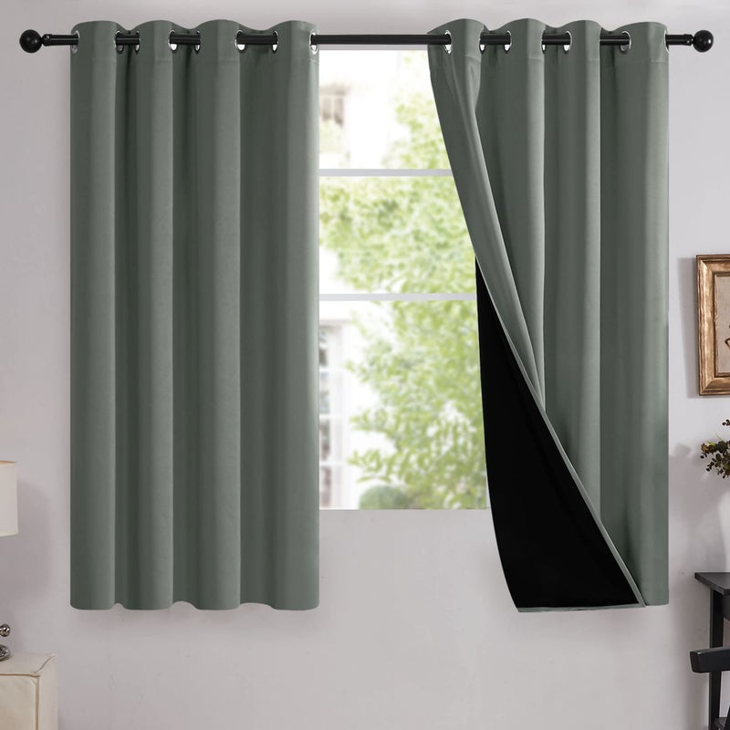 Deconovo 100% Blackout Curtains, Thermal Insulated Window Drapes, Noise Reducing Panels, Black Liner Grommet Drapes, Bedroom Nursery Home Office, Dark Grey, 52W x 54L, 2 Panels - Image 1